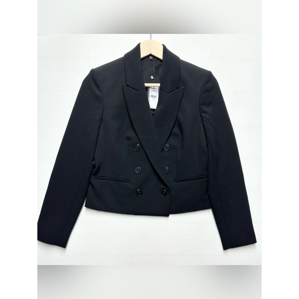 NWT Express Black Cropped Double Breasted Blazer Jacket Women’s